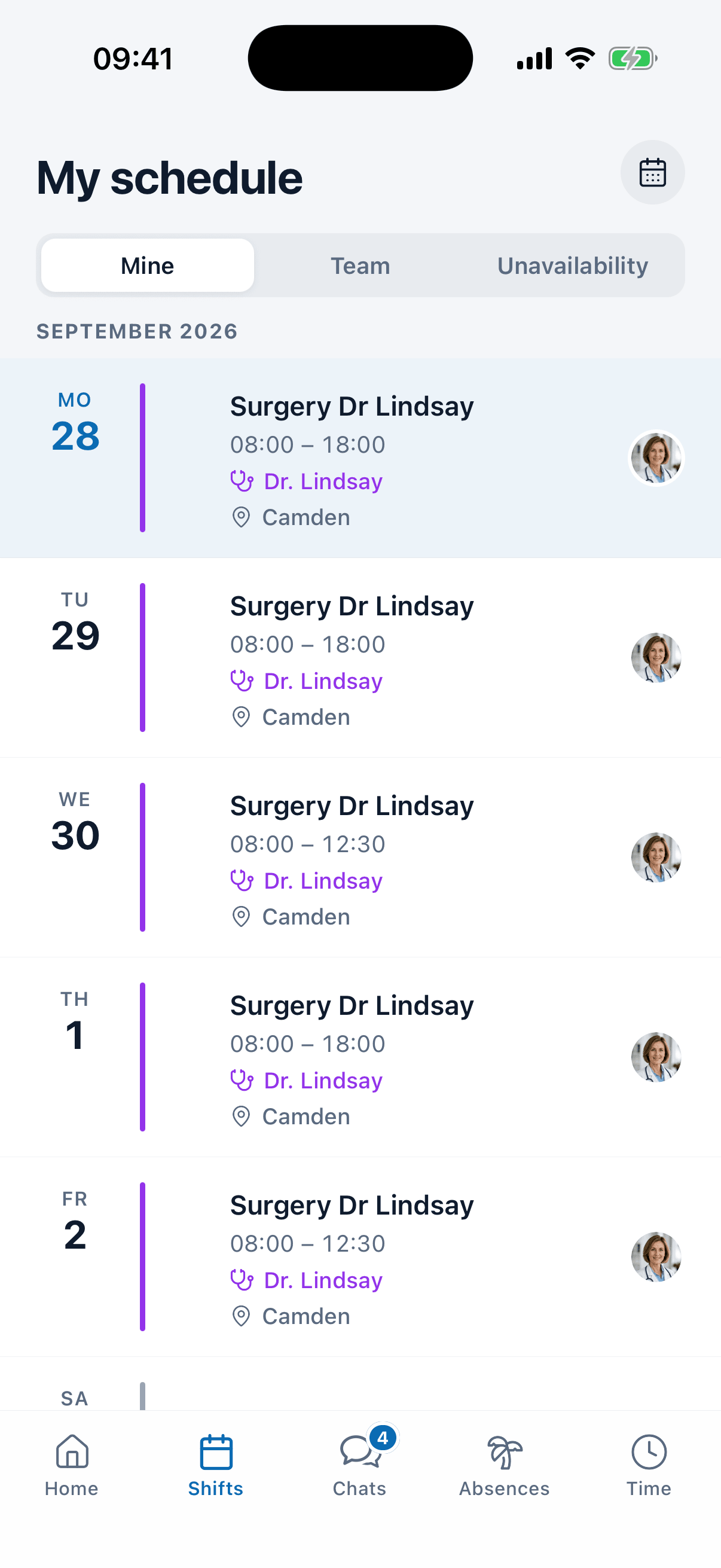 The published rota on a phone, the version the team actually reads