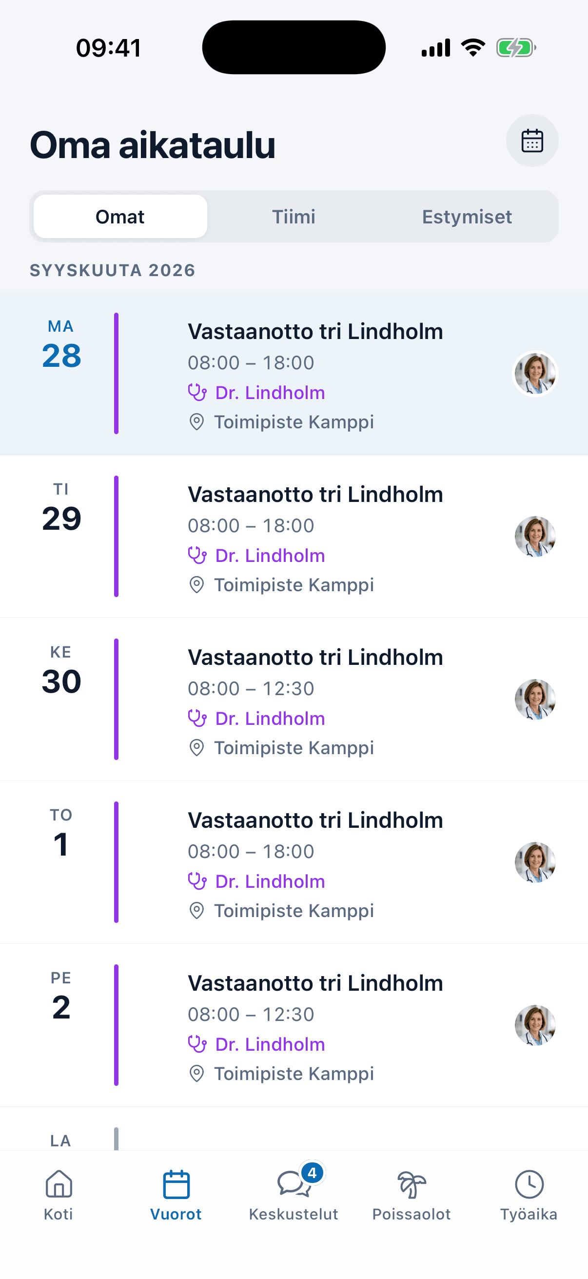 Omat vuorot medishift-sovelluksessa
