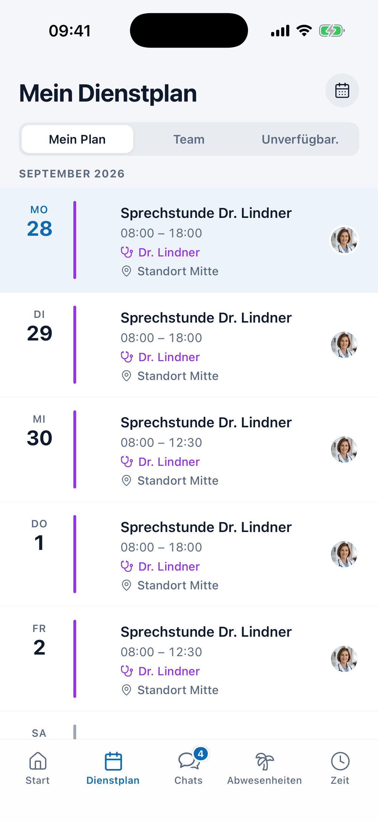 Eigener Dienstplan in der medishift App