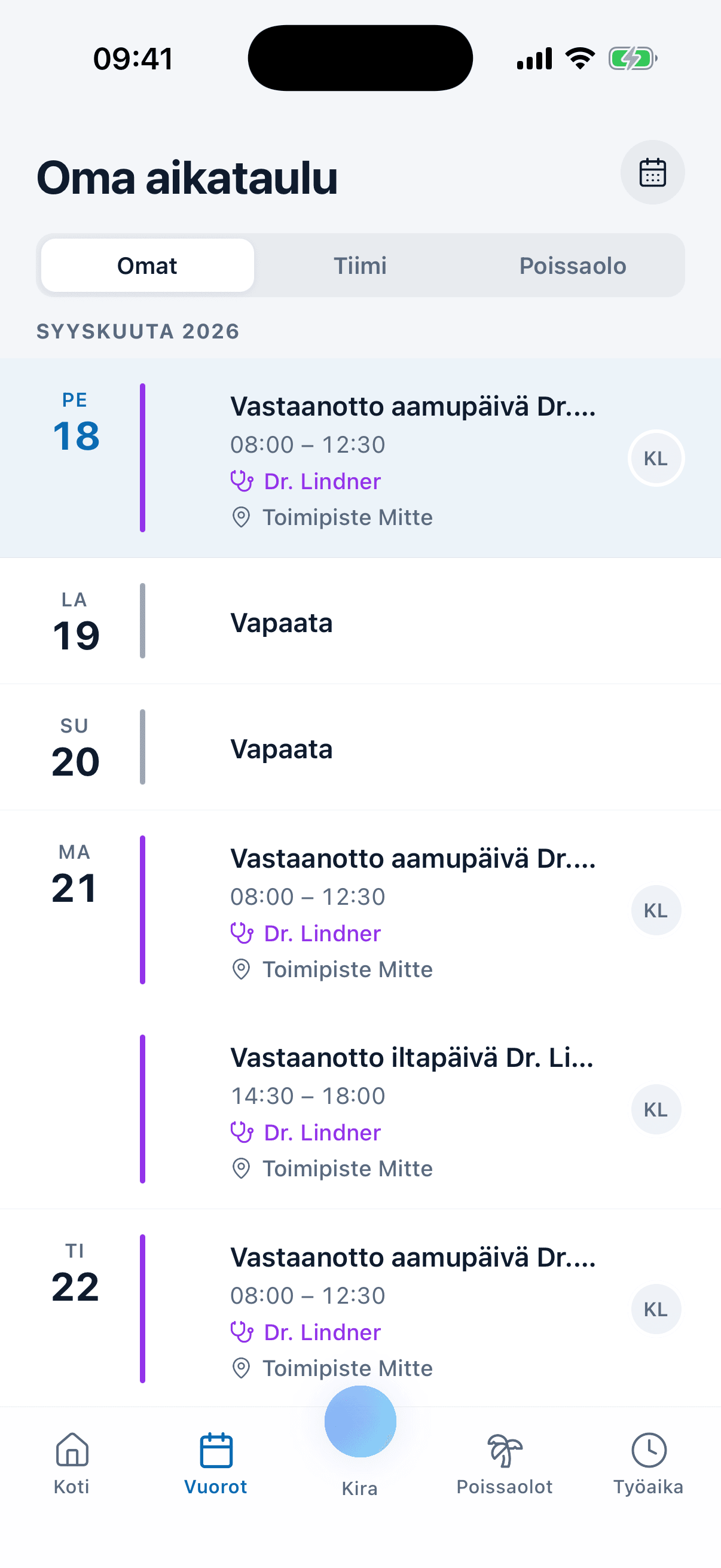 Omat vuorot medishift-sovelluksessa