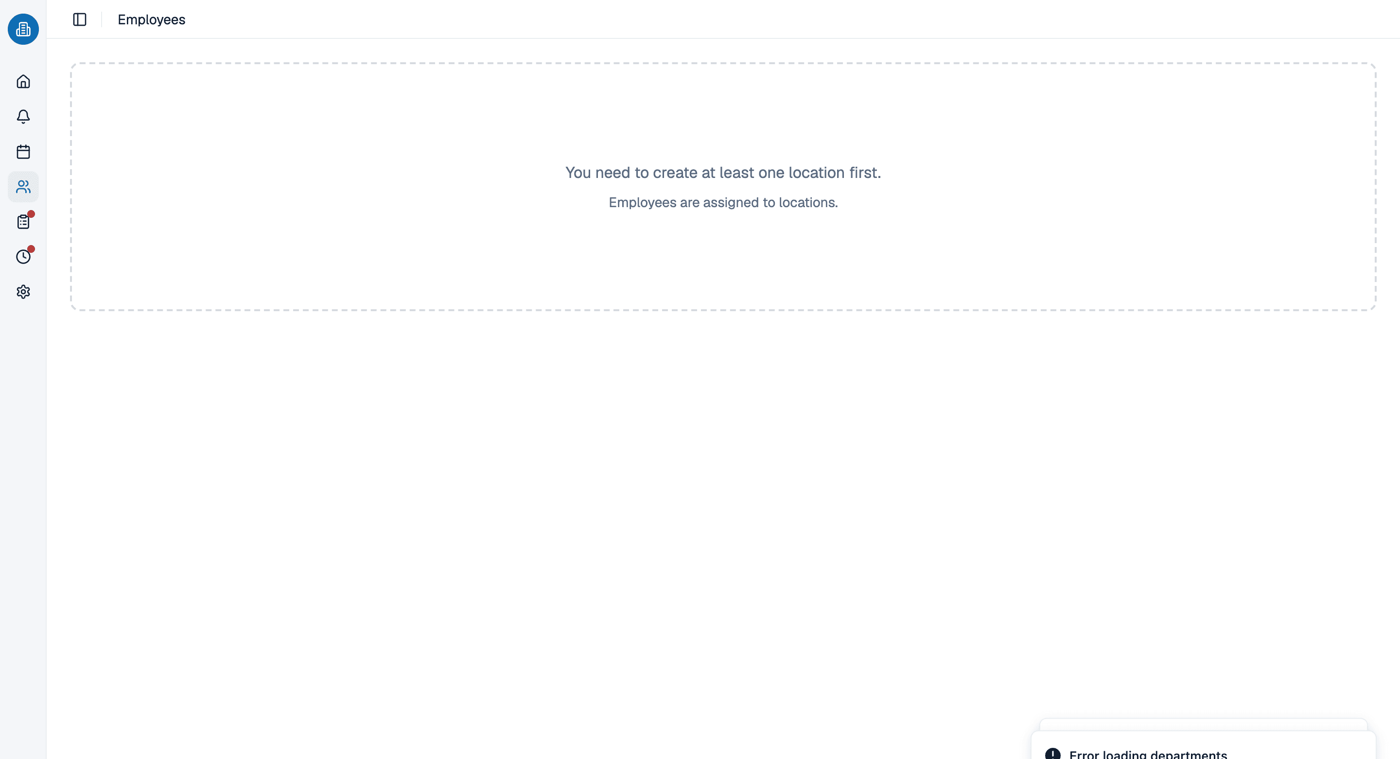 Employee list in medishift with roles, departments and status across two locations