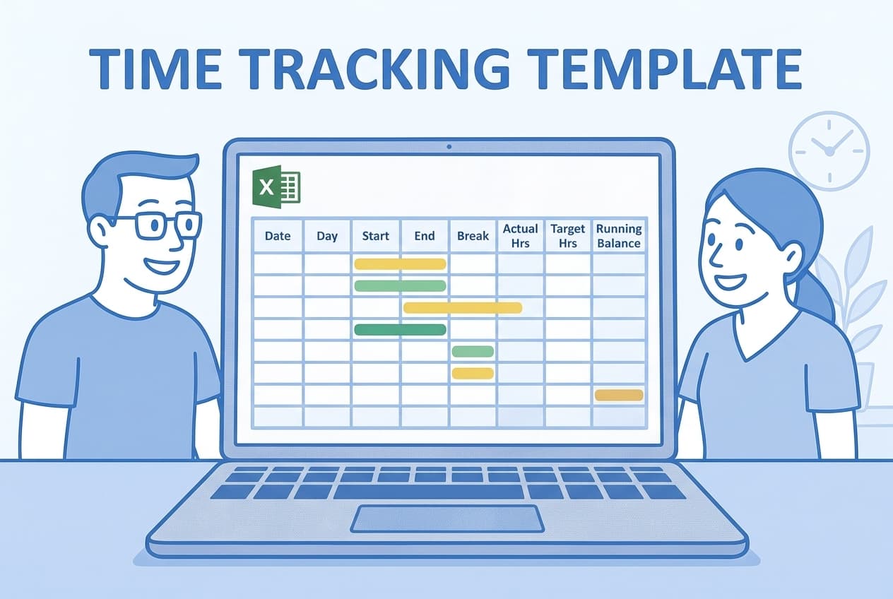 Work Time Tracking Template with Overtime - Free Excel