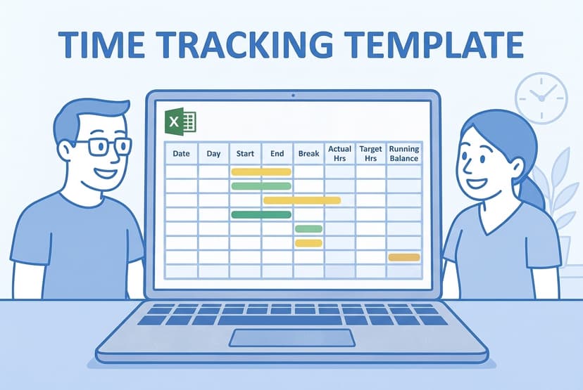 Work Time Tracking Template with Overtime - Free Excel