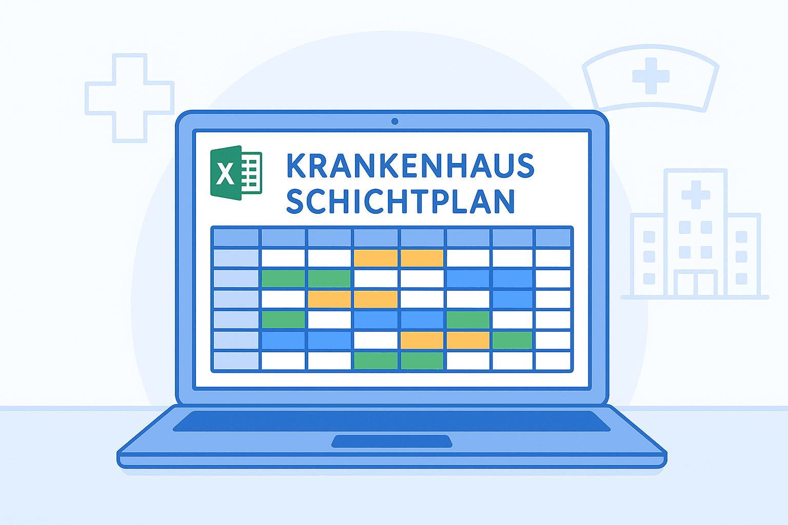 Schichtplan Krankenhaus - Excel Vorlage für 24/7 Personalplanung Vorschau