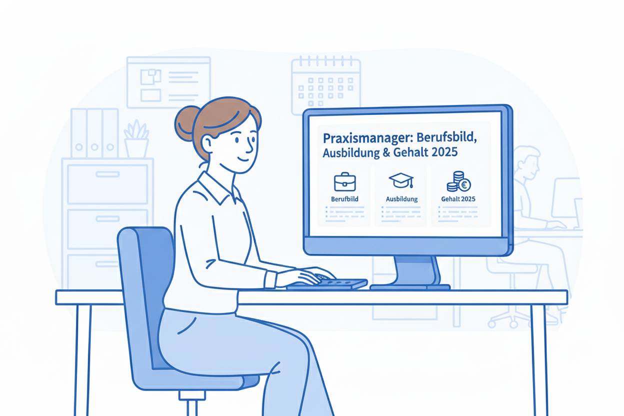 Praxismanager bei der Arbeit am Computer